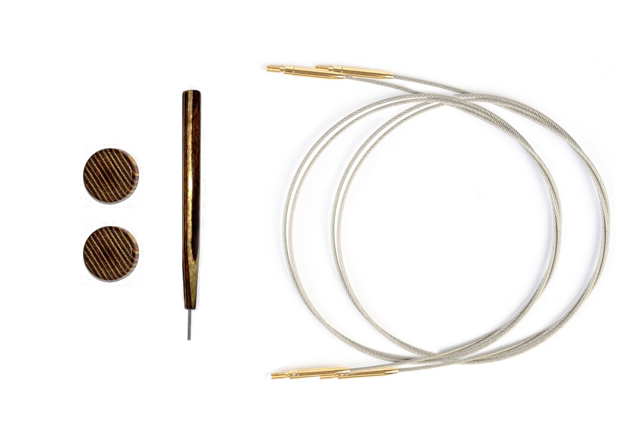 Lantern Moon Fixed Interchangeable Knitting Needle Cords - 8" to Make 16" with 4" tip